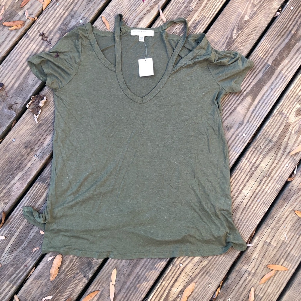 Urban Outfitters Green Cut Out T-Shirt